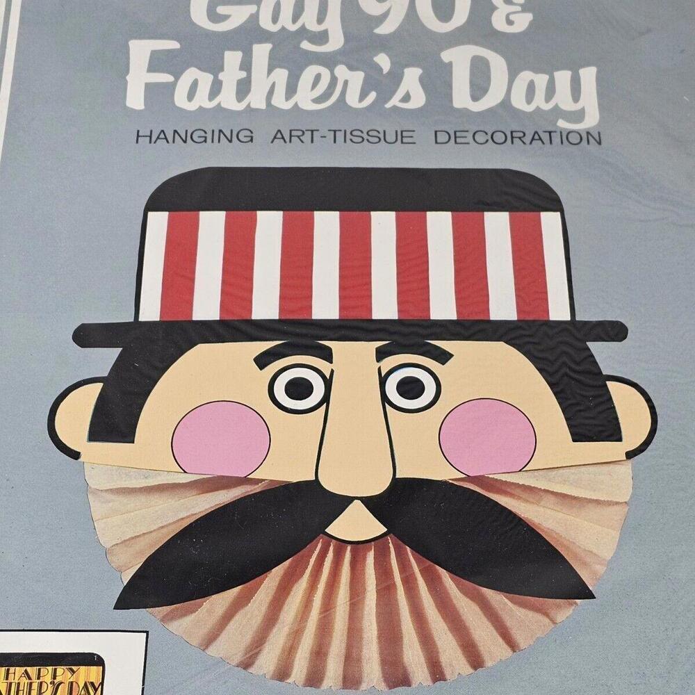 Vintage Gay 90's Art Tissue Hanging 12" Party Father's Day 1984 Beistle - Picture 4 of 7